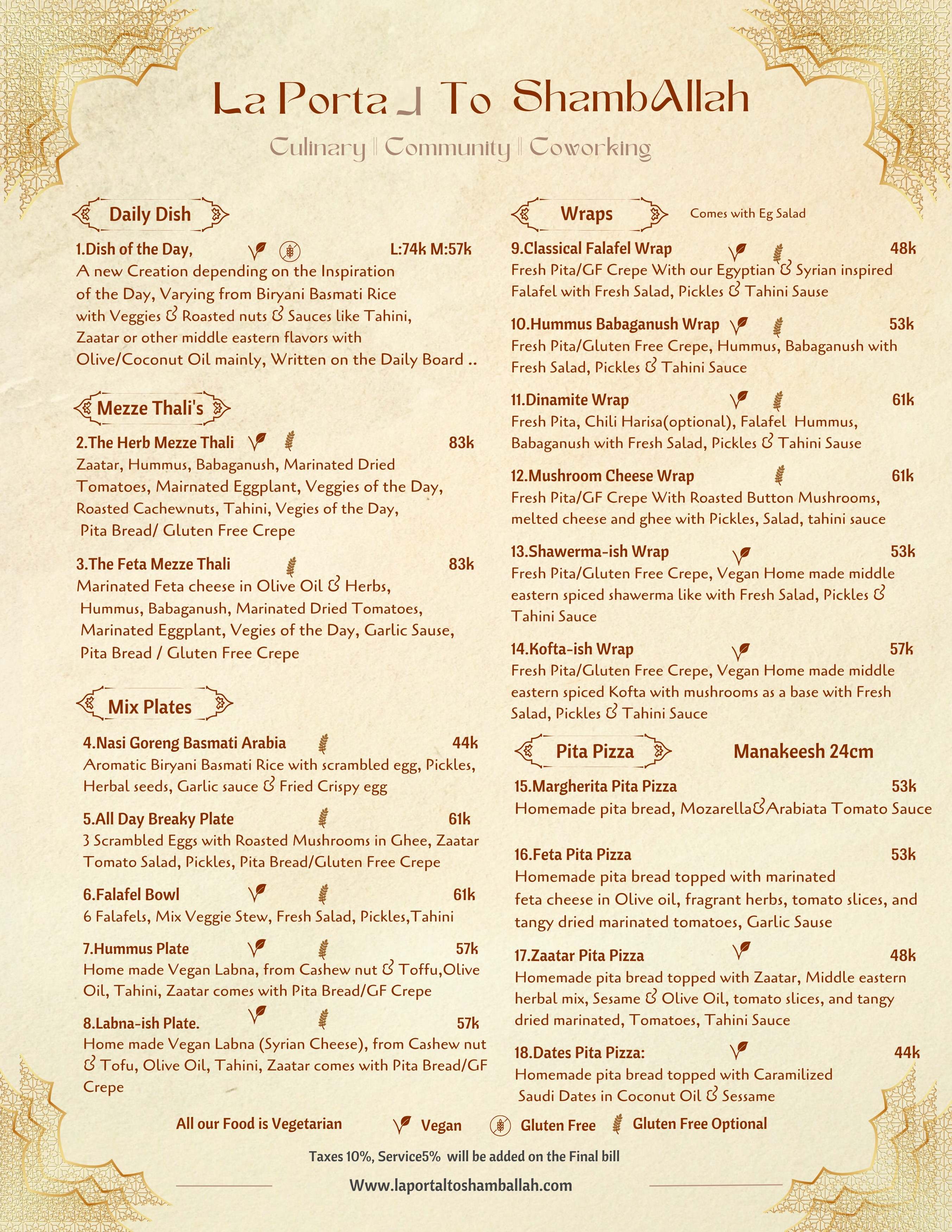 La Portal to ShambAllah Menu - Main Dishes